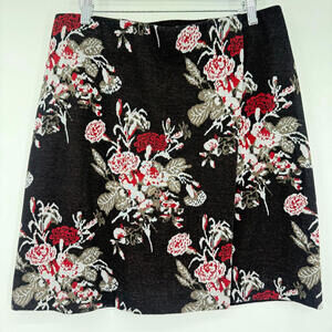 Women's J. Jill NWT Knit Floral Black Multi Skirt MP